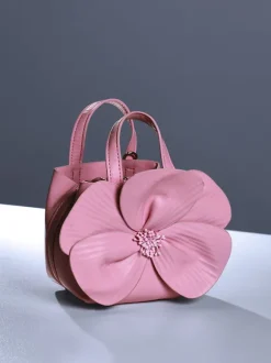 Acsah Leather Flower Bag In Pink