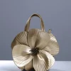 Acsah Leather Flower Bag In Gold