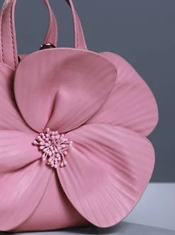 Acsah Leather Flower Bag In Pink