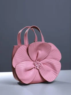 Acsah Leather Flower Bag In Pink