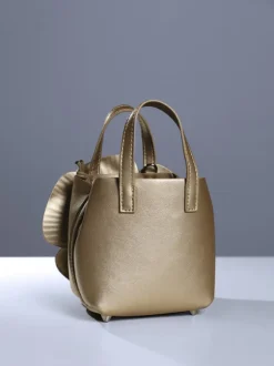 Acsah Leather Flower Bag In Gold