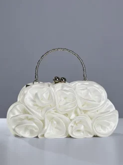 Adahy Flower Satin Bag In White