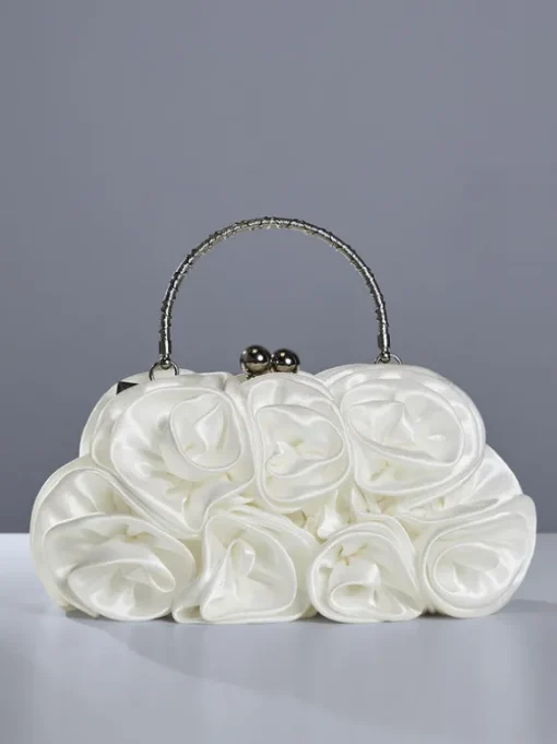 Adahy Flower Satin Bag In White