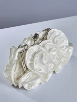 Adahy Flower Satin Bag In White