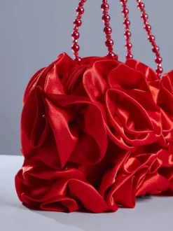 Adahy Flower Satin Bag In Red