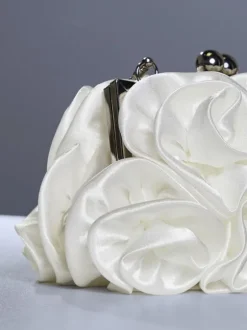 Adahy Flower Satin Bag In White