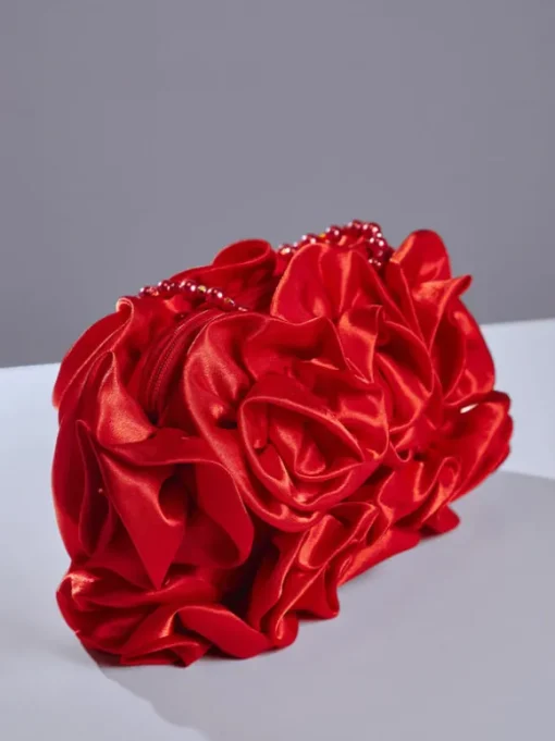 Adahy Flower Satin Bag In Red