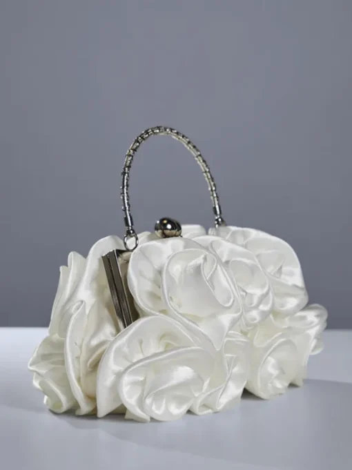 Adahy Flower Satin Bag In White