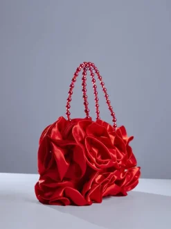 Adahy Flower Satin Bag In Red