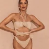 Addy Halterneck Cutout Embellished Swimsuit In Pink