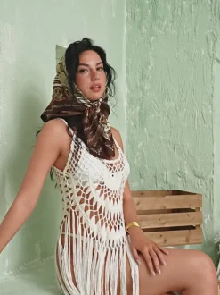 Adelbert Knit Fringe Cover Up Dress