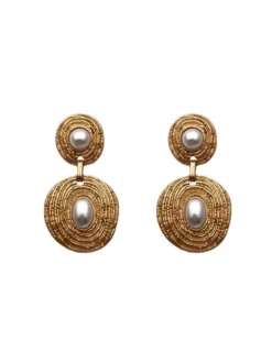 Aelani Spiral Circle Pearl Earrings
