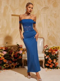 Aelorin Off Shoulder Lace Midi Dress