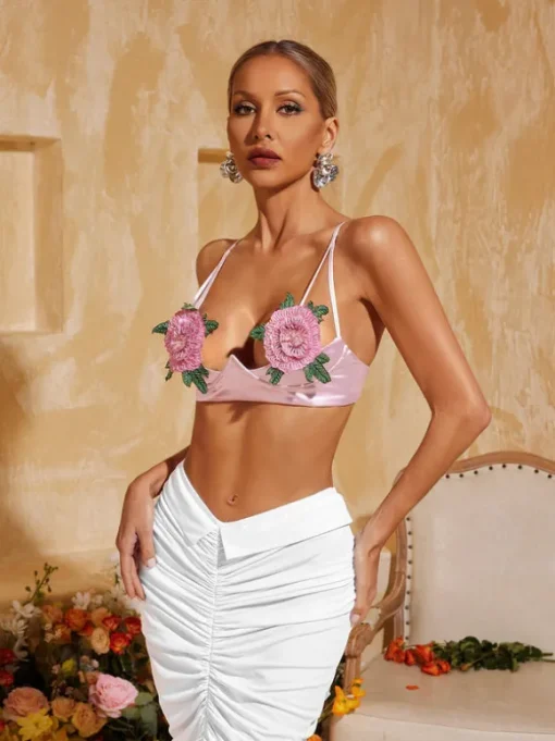 Aelunara Spaghetti Flower Top