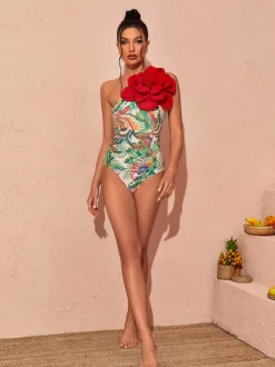 Aether Flower Printed Swimwear Two Piece Set