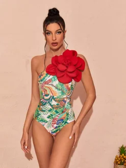 Aether Flower Printed Swimwear Two Piece Set