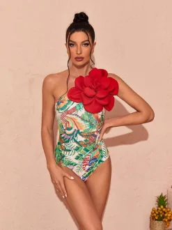 Aether Flower Printed Swimwear Two Piece Set