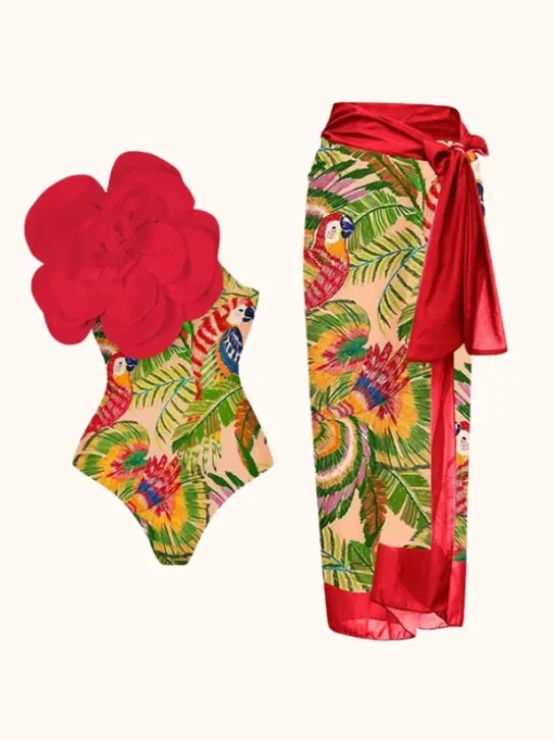 Aether Flower Printed Swimwear Two Piece Set