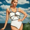 Afanen Bow One Piece Swimsuit In White