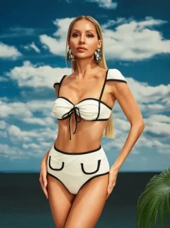 Aftab Lace Up Bikini Two Piece Set