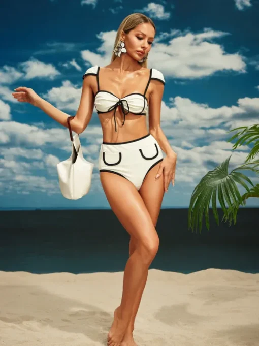 Aftab Lace Up Bikini Two Piece Set