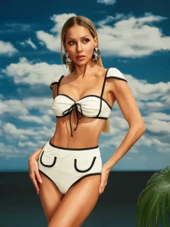 Aftab Lace Up Bikini Two Piece Set