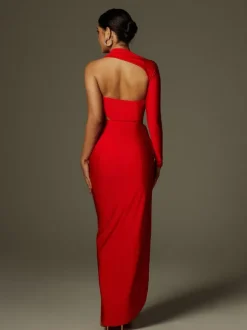 Aislyn One Shoulder Cutout Split Maxi Dress