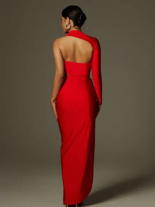 Aislyn One Shoulder Cutout Split Maxi Dress