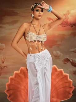 Aither Fringe Pearl Beaded Bralette