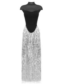 Ajmal Sequin Fringe Skirt Set