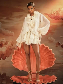 Akando Long Sleeve Ruffled Mini Dress