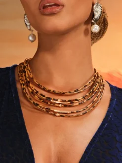 Akantha Multi Layered Leopard Necklace
