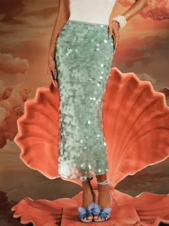 Akeem Sequin Mermaid Scale Skirt