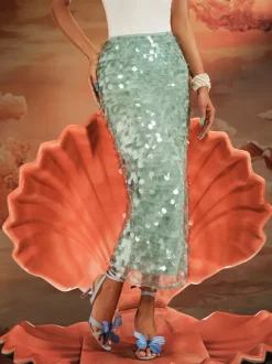 Akeem Sequin Mermaid Scale Skirt