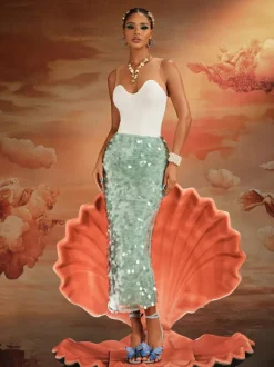 Akeem Sequin Mermaid Scale Skirt