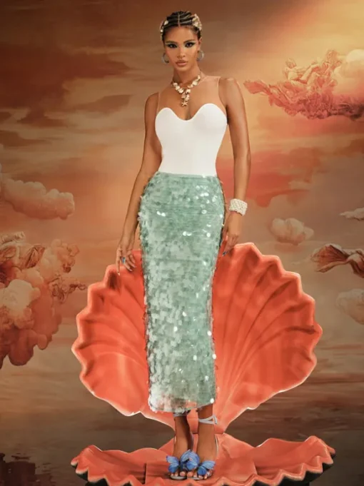 Akeem Sequin Mermaid Scale Skirt