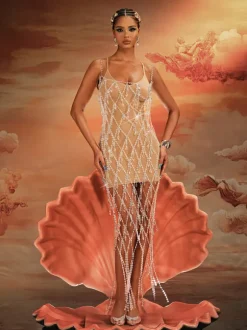 Akello Bead Rhinestone Fringe Dress