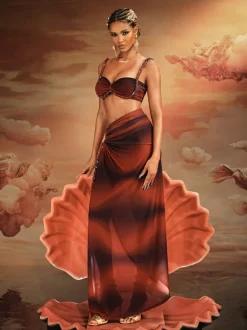 Akihito Spaghetti Ruched Skirt Set