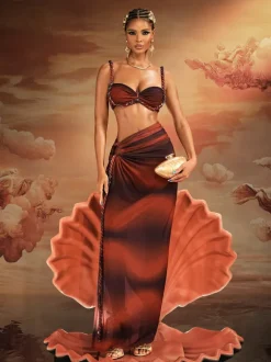 Akihito Spaghetti Ruched Skirt Set