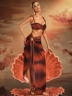 Akihito Spaghetti Ruched Skirt Set