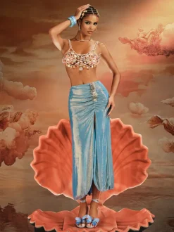 Akikta Seashell Pearl Beaded Bralette