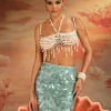 Akram Fringe Pearl Beaded Bralette