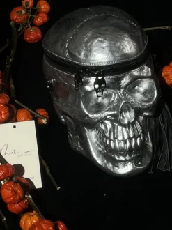 Alaric Silver Skull Clutch