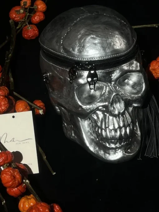 Alaric Silver Skull Clutch