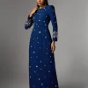 Alary Long Sleeve Rhinestone Maxi Dress