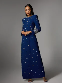 Alary Long Sleeve Rhinestone Maxi Dress