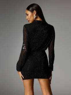 Albena Folded Collar Crystal Skirt Set