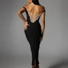 Albinia Backless Pearl Beaded Midi Dress