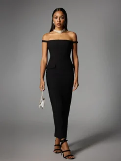 Albinia Backless Pearl Beaded Midi Dress