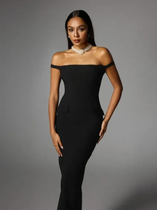 Albinia Backless Pearl Beaded Midi Dress